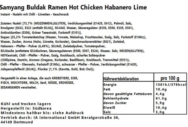 Samyang Buldak Habanero Lime 675g Rabatt – Bild 2