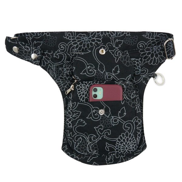 Gassi-Tasche Stoff Schwarz mit Blumenmuster - Barcelona HS 23 Online-Verkauf – Bild 2