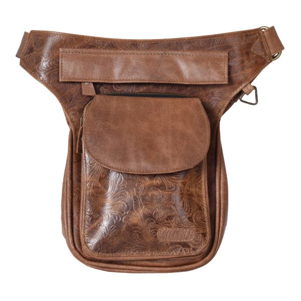 Nijens Gassi-Tasche Leder mit Blumenprägung - NJ-Hannover F-204 Im Angebot