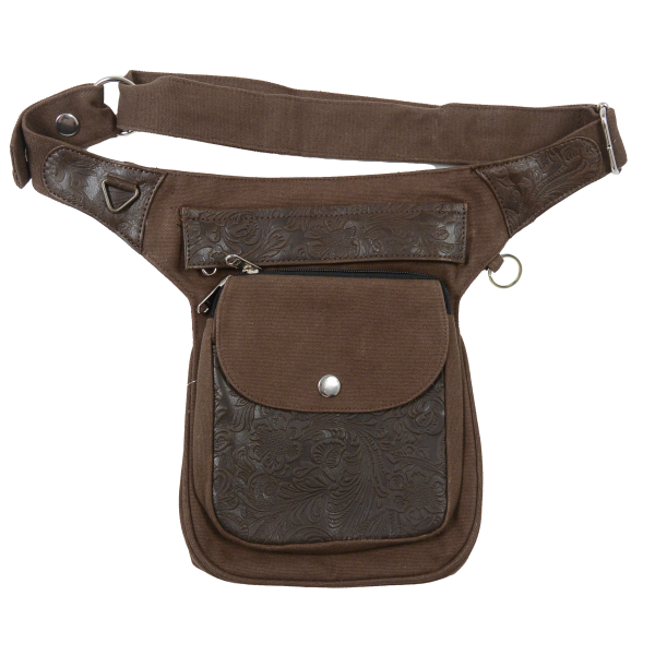 Nijens Gassi-Tasche Leder Vintage mit Blumen-Prägung Schokobraun - NJ-Hannover HS F-114 Mode – Bild 2