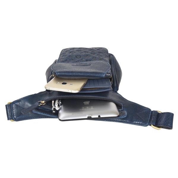 Gassi-Tasche Leder Navy Blau mit Pfoten-Herzen Prägung - Gürteltasche S-XXXL - Nijens Hannover NJ-25 9051 Im Angebot – Bild 2