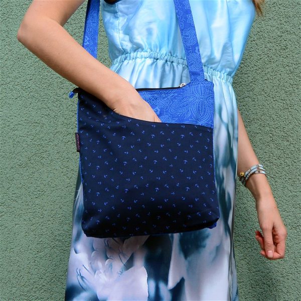 Umhängetasche aus Stoff Blau mit Ankern Muster, Bali Bag 625 Online-Schn?ppchen – Bild 3