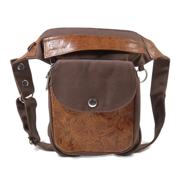 Gassi-Tasche Leder Vintage mit Blumenprägung - Hannover HS F-117 Zu verkaufen