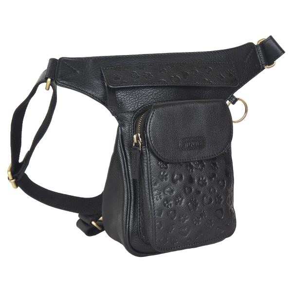 Gassi-Tasche Leder Schwarz Pfoten&Herzprägungen - Gürteltasche S-XXXL - Hannover NJ-25 9044 Online – Bild 2