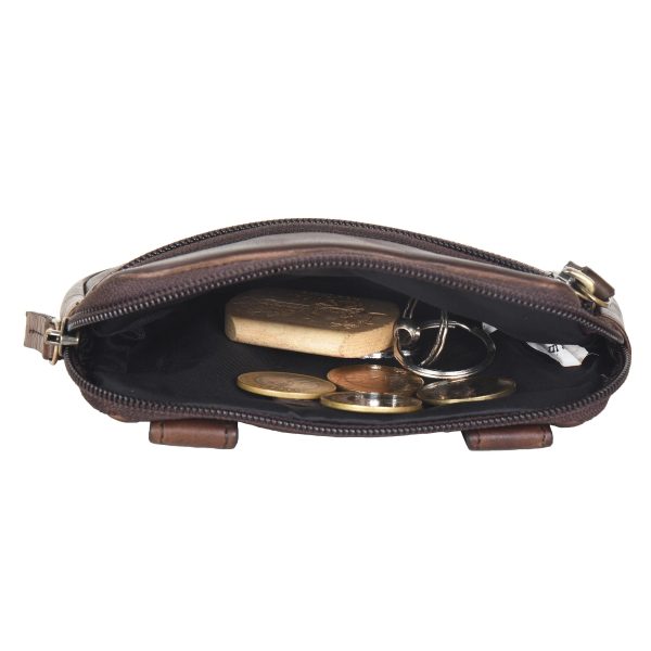 Kleine Beuteltasche Leder Mahagoni Braun, Täschchen mit Leckerlifach - Prague NJ-07 1053, 9053 Angebot – Bild 4