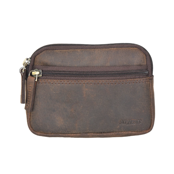 Kleine Beuteltasche aus echtem Rindsleder Dunkelbraun - Kiel NJ-05 1042 Rabatt