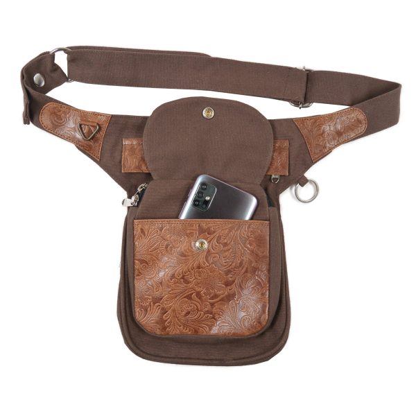 Gassi-Tasche Leder Vintage mit Blumenprägung - Hannover HS F-117 Zu verkaufen – Bild 3