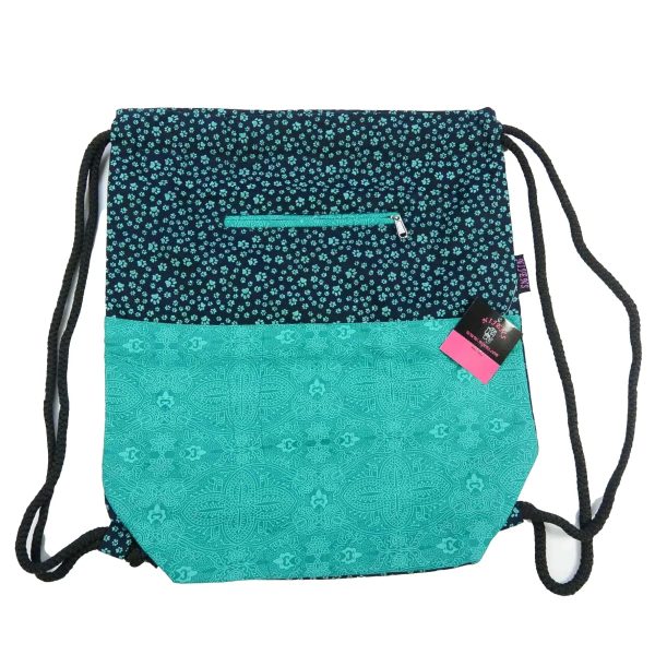Turnbeutel Stoff Canvas Seegrün, Pfoten Motive, Umhängetasche, Ganga Rucksack 587 Im Angebot