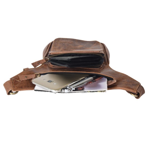 Nijens Gassi-Tasche Leder mit Blumenprägung - NJ-Hannover F-204 Im Angebot – Bild 3