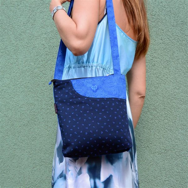 Umhängetasche aus Stoff Blau mit Ankern Muster, Bali Bag 625 Online-Schn?ppchen – Bild 2