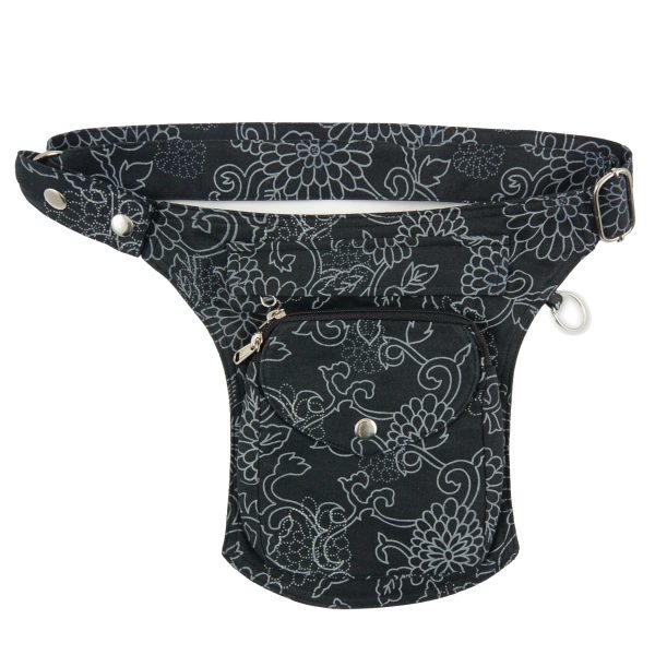 Gassi-Tasche Stoff Schwarz mit Blumenmuster - Barcelona HS 23 Online-Verkauf