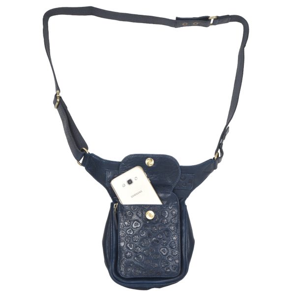 Gassi-Tasche Leder Navy Blau mit Pfoten-Herzen Prägung - Gürteltasche S-XXXL - Nijens Hannover NJ-25 9051 Im Angebot – Bild 5