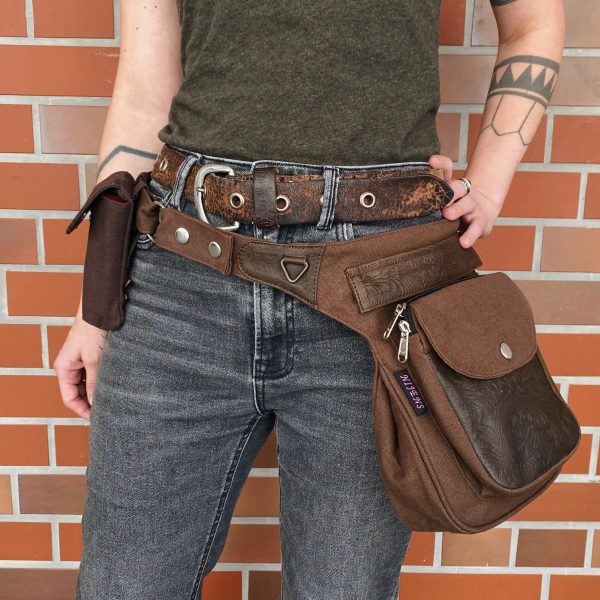 Nijens Gassi-Tasche Leder Vintage mit Blumen-Prägung Schokobraun - NJ-Hannover HS F-114 Mode