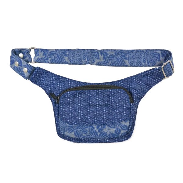 Gassi-Tasche Stoff Bauchtasche Stoff Indigo Blumen Motiv Mainz 277 Rabatt