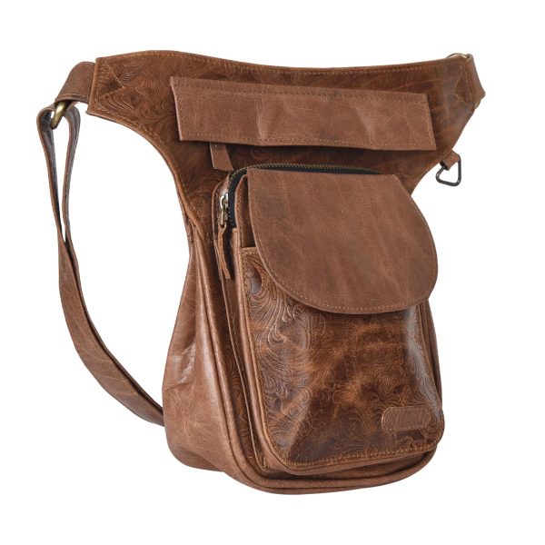 Nijens Gassi-Tasche Leder mit Blumenprägung - NJ-Hannover F-204 Im Angebot – Bild 2