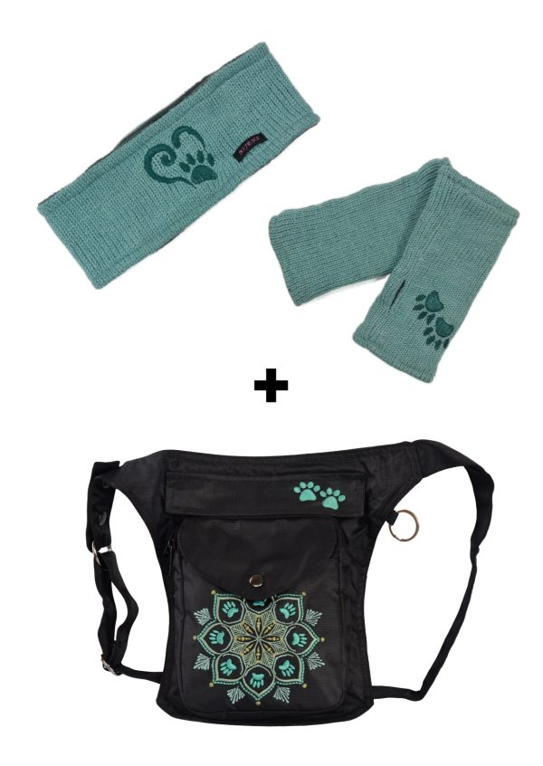 Set 3 in 1 Gassi-Tasche Barcelona, Armstulpen und Stirnband Online-Verkauf