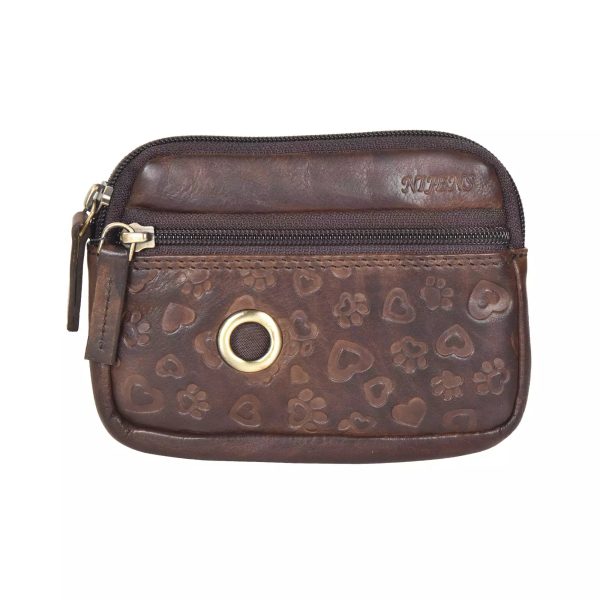 Kleine Beuteltasche Leder Mahagoni Braun, Täschchen mit Leckerlifach - Prague NJ-07 1053, 9053 Angebot