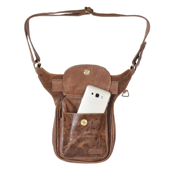 Nijens Gassi-Tasche Leder mit Blumenprägung - NJ-Hannover F-204 Im Angebot – Bild 4