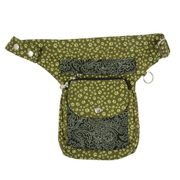 Nijens Gassi-Tasche S-XXXL für Hundefreunde Futtertasche (Stoff Pfotenmuster Olive) NJ-Hannover HS-754 Zu verkaufen