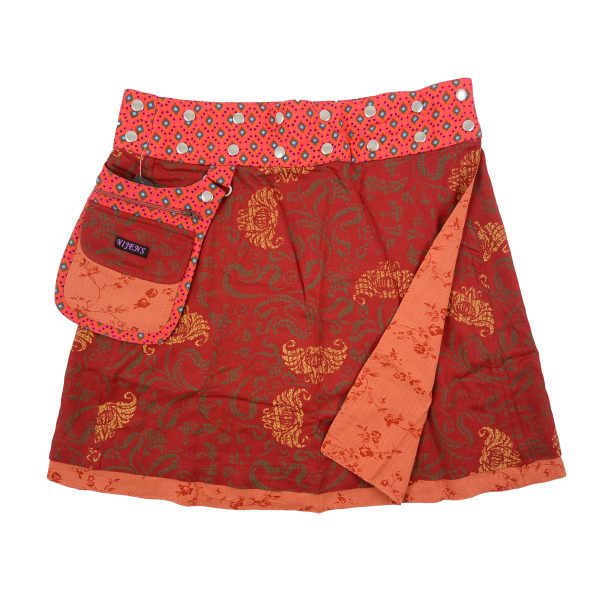 Sommerrock Wickelrock aus Viskose mit Blumen Motive Orange-Rot Choucolate Torte 39 Verkauf