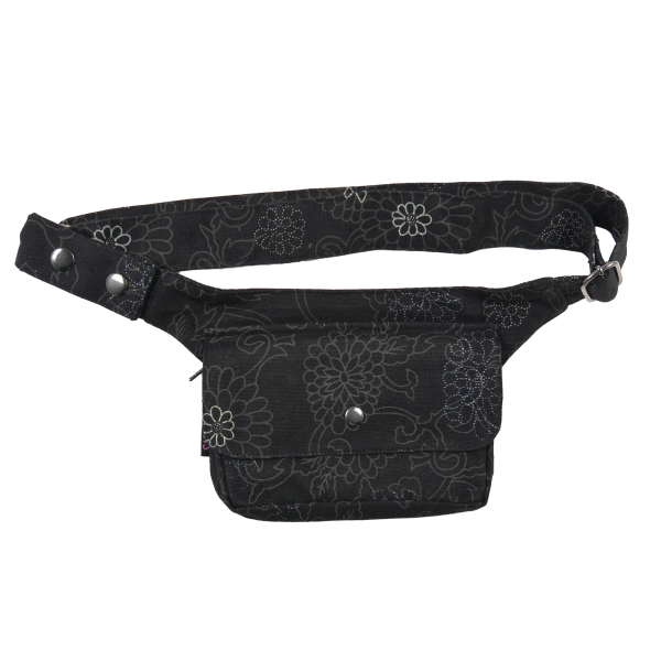 Bauchtasche Stoff Black Flowers - Kathmandu ND 57 Im Angebot