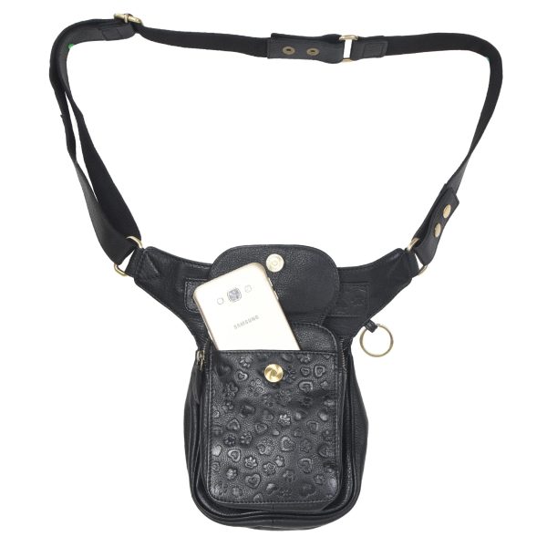 Gassi-Tasche Leder Schwarz Pfoten&Herzprägungen - Gürteltasche S-XXXL - Hannover NJ-25 9044 Online – Bild 3