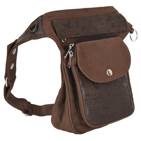 Nijens Gassi-Tasche Leder Vintage mit Blumen-Prägung Schokobraun - NJ-Hannover HS F-114 Mode – Bild 5