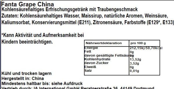 Fanta Grape China Fat Can 330ml Rabatt – Bild 2