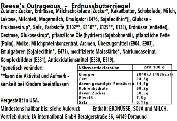 Reeses Outrageous King Size 83g Jetzt online – Bild 2