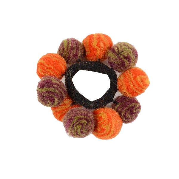 Filz Accessoires Haargummi mit Bommeln aus Wolle 106 Im Angebot