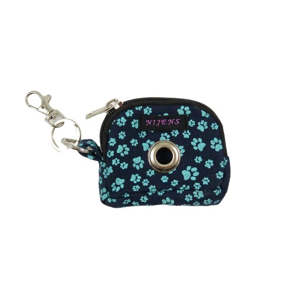 Kleine Beuteltasche aus Stoff (Pfotenabdruck in Teal) mit Öse und Karabiner für Hundebesitzer - Erfurt 0652 Schn?ppchen