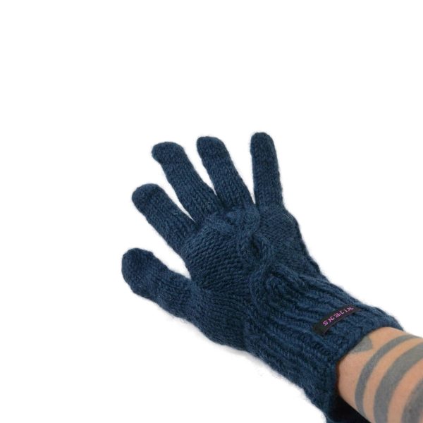 Handschuhe aus Schurwolle Petrol mit Fleeceeinsatz - ITAHARI 52 Online-Verkauf – Bild 3