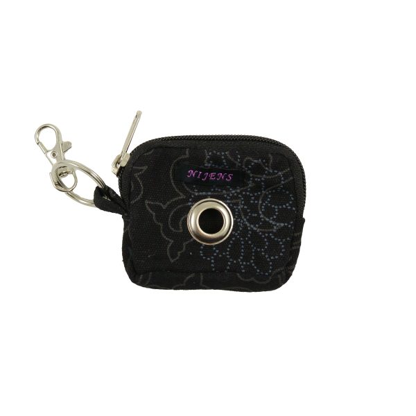 Kleine Beuteltasche - Hundekotbeutel Spender (Black Flowers) mit Öse und Karabiner - Erfurt 0657 Schn?ppchen