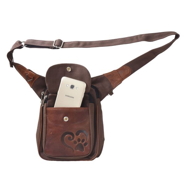 Nijens Gassi-Tasche Vintage Leder Brandy mit Prägung Pfote im Herz, Sidebag S-XXXL - Freiburg HS 4708 Jetzt online – Bild 4