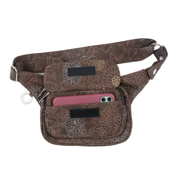 Multifunktionale Gassi-Tasche Gürteltasche S-XXXL Stoff Braun  Blumen - Frankfurt R 021 Online – Bild 2