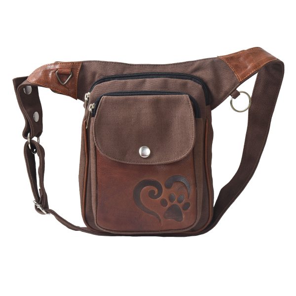 Nijens Gassi-Tasche Vintage Leder Brandy mit Prägung Pfote im Herz, Sidebag S-XXXL - Freiburg HS 4708 Jetzt online