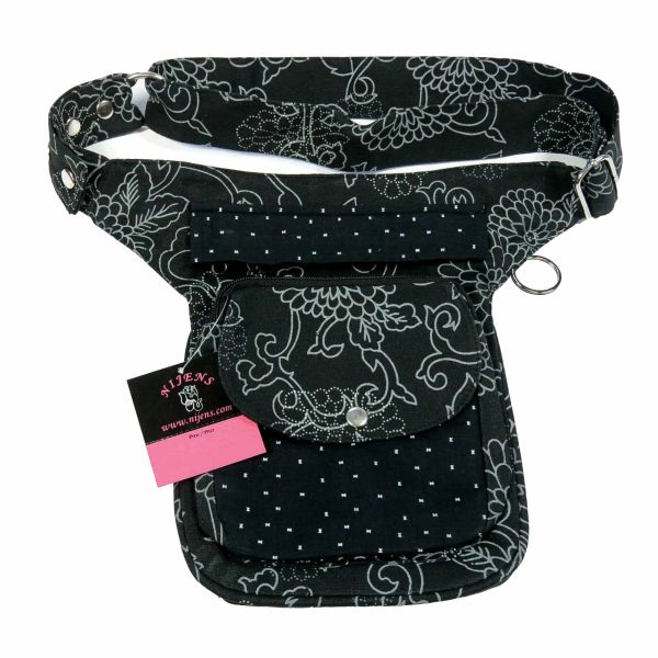 Gassi-Tasche S-XXXL Hundetasche Stoff Black Flowers Hannover R-607 Mode