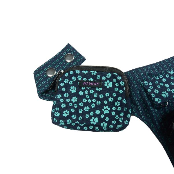 Kleine Beuteltasche Mini Beutel Stoff Teal Hundepfoten - Porto 0252 Im Angebot