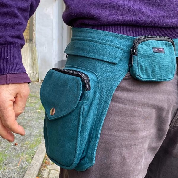 Kleine Beuteltasche Mini Beutel Stoff Teal Hundepfoten - Porto 0252 Im Angebot – Bild 5