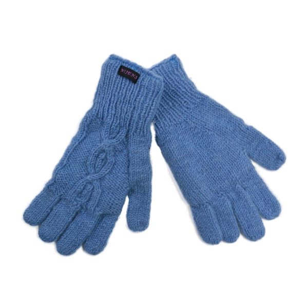 Handschuhe aus Schurwolle Hellblau mit Fleeceeinsatz - ITAHARI 50 Verkauf