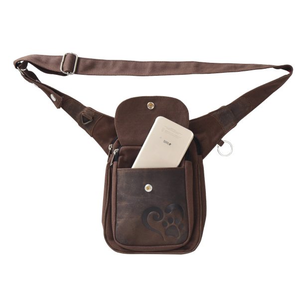 Leder Gassi-Tasche Vintage Schokoladenbraun mit Prägung Pfote im Herz, Tasche S-XXXL - Freiburg HS 4707 Online-Schn?ppchen – Bild 2