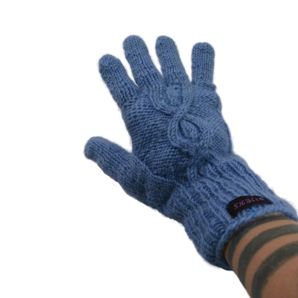 Handschuhe aus Schurwolle Hellblau mit Fleeceeinsatz - ITAHARI 50 Verkauf – Bild 3