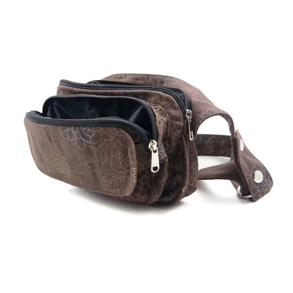 Multifunktionale Gassi-Tasche Gürteltasche S-XXXL Stoff Braun  Blumen - Frankfurt R 021 Online – Bild 4