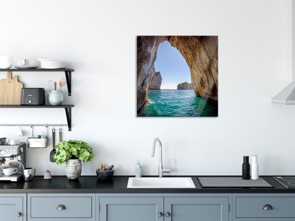Felstor im Meer, Glasbild Quadratisch Angebot – Bild 3