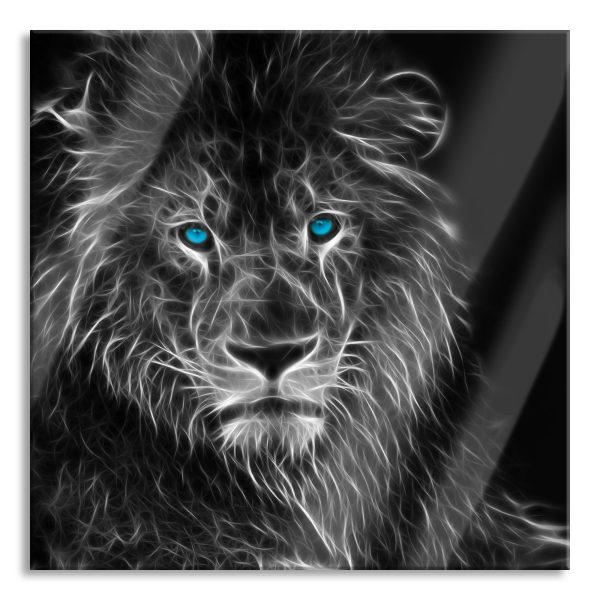 Dark Abstrakter Löwe, Glasbild Quadratisch Schn?ppchen