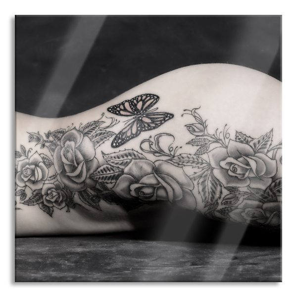 Sexy Tattoos Nice Girl Erotik, Glasbild Quadratisch Im Angebot