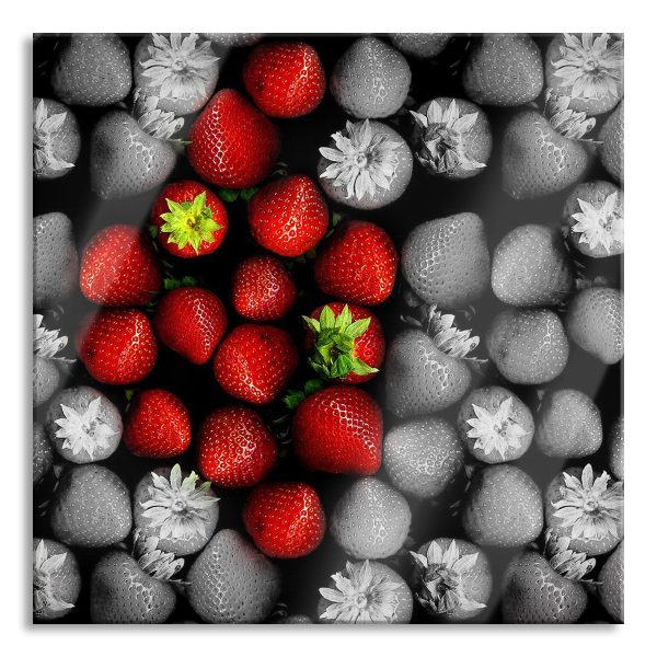 Erdbeeren, Glasbild Quadratisch Online