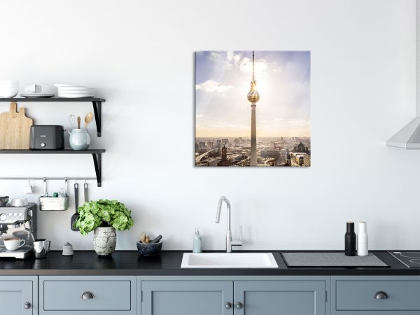 Großstadt Fernsehturm Berlin City, Glasbild Quadratisch Angebot – Bild 3