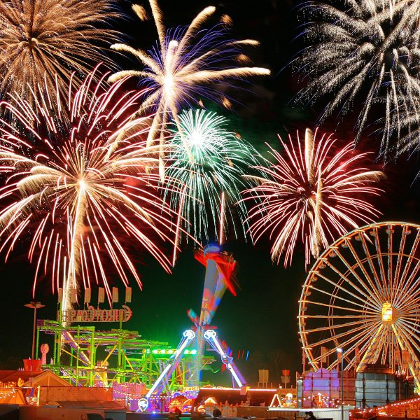 Silvester Riesenrad Feuerwerk, Glasbild Quadratisch Mode – Bild 5