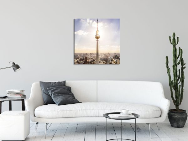 Großstadt Fernsehturm Berlin City, Glasbild Quadratisch Angebot – Bild 2